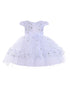 Baby Girls White Sequin Embroidery Cape Sleeve Flower Girl Dress 6-24 Months - SophiasStyle.com